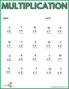 1st Grade Multiplication Worksheet