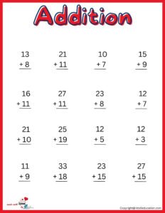 2nd Grade Addition Worksheet For Kids