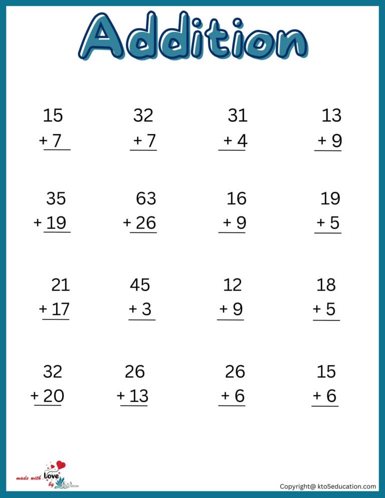 2nd Grade Addition Worksheet For Online Activity | FREE Download