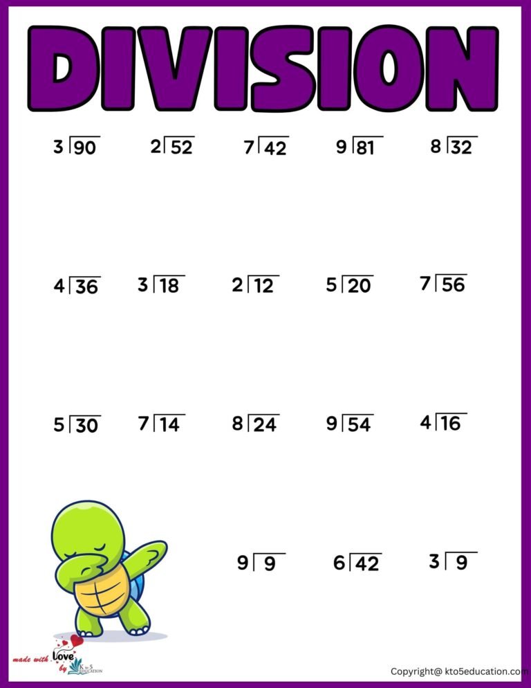 2nd Grade Division Worksheet For Online Activity | FREE Download