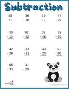 2nd Grade Subtraction Worksheet