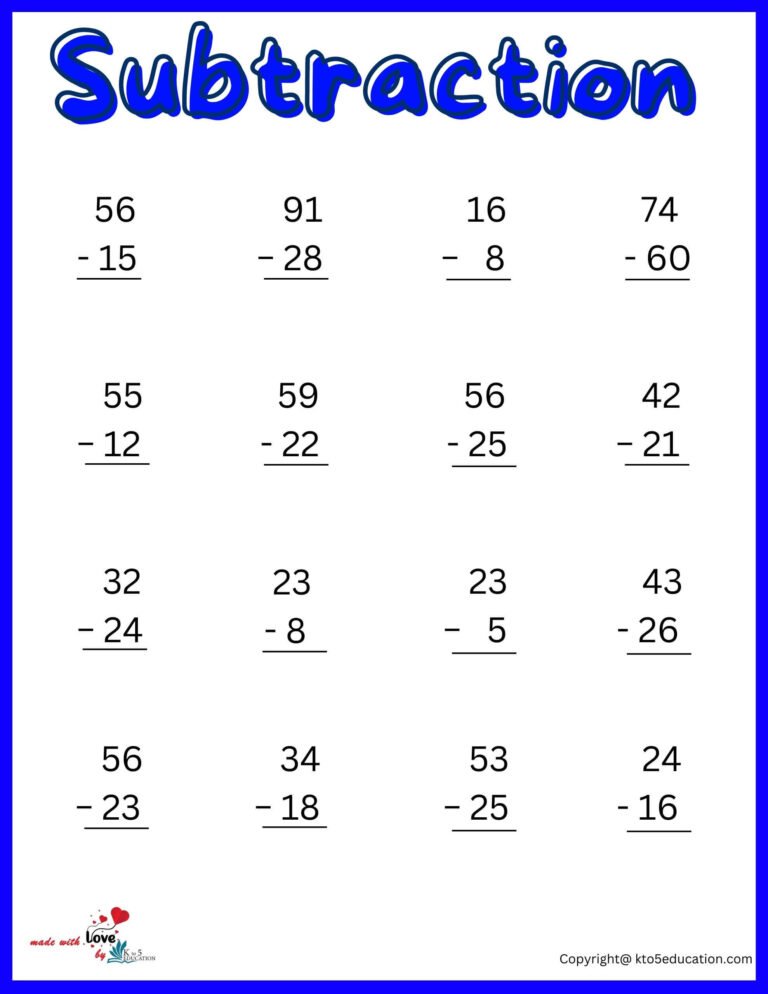 2nd Grade Subtraction Worksheet For Kids | FREE Download