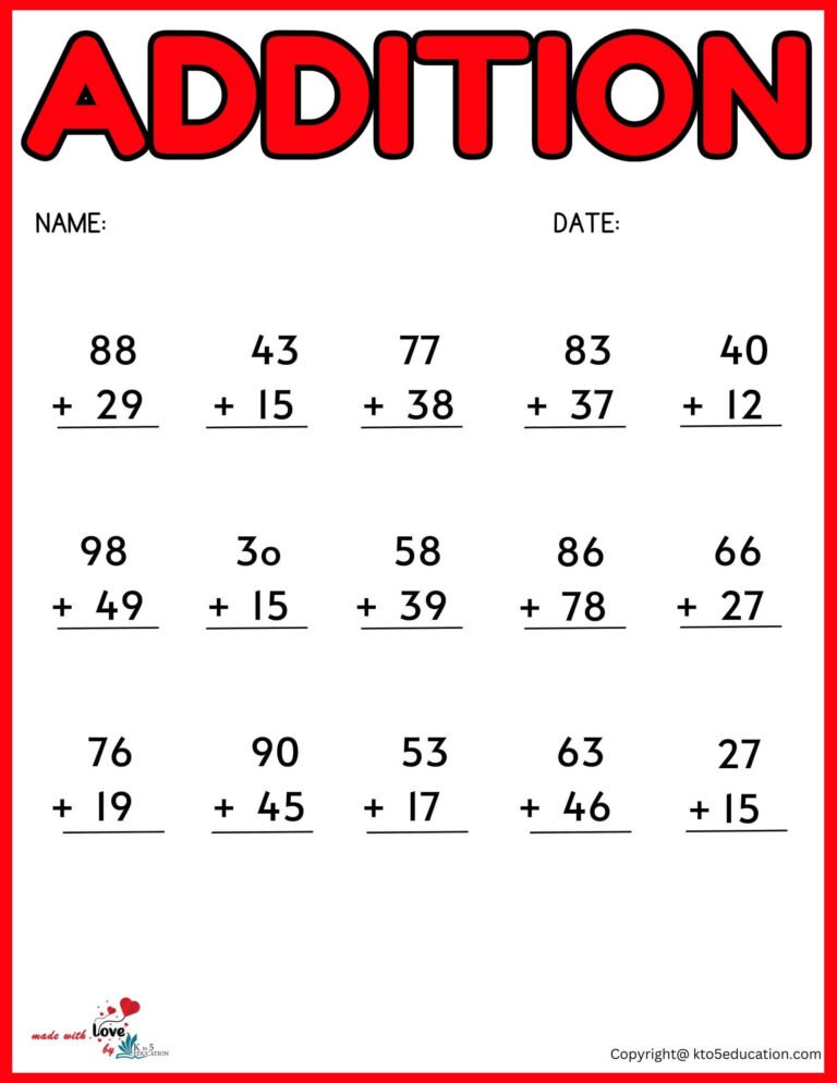 3rd Grade Addition Worksheet