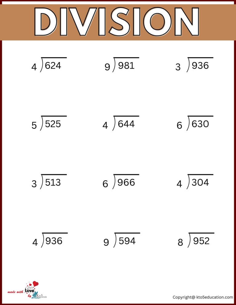 3rd Grade Division Worksheet For Online Practice