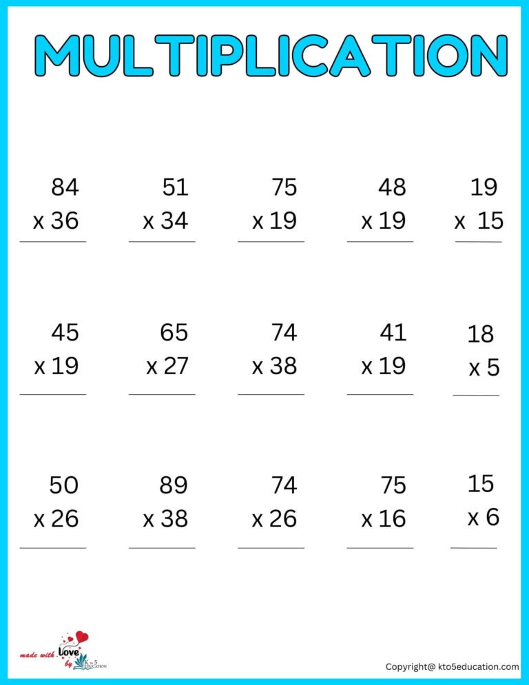 3rd Grade Multiplication Worksheet | FREE Download