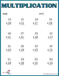 3rd Grades Multiplication Worksheet
