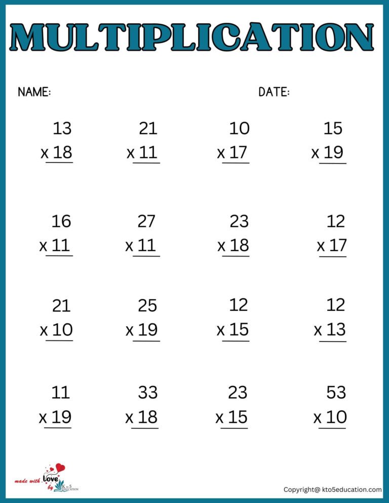 3rd Grades Multiplication Worksheet