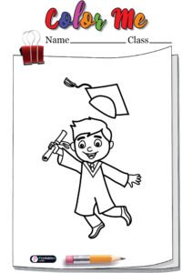 A Boy Wearing A Graduation Hat Coloring Page
