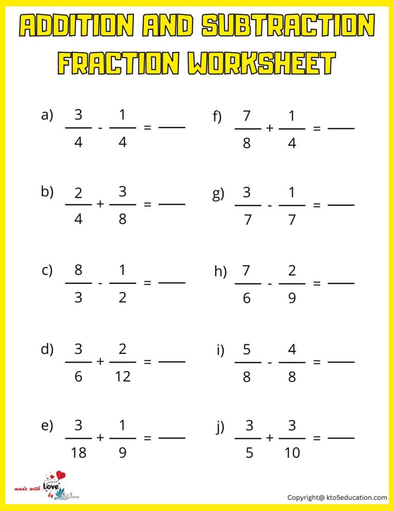 Adding And Subtracting Printable Worksheet | FREE Download