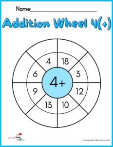 Addition Wheel Worksheets For Kids