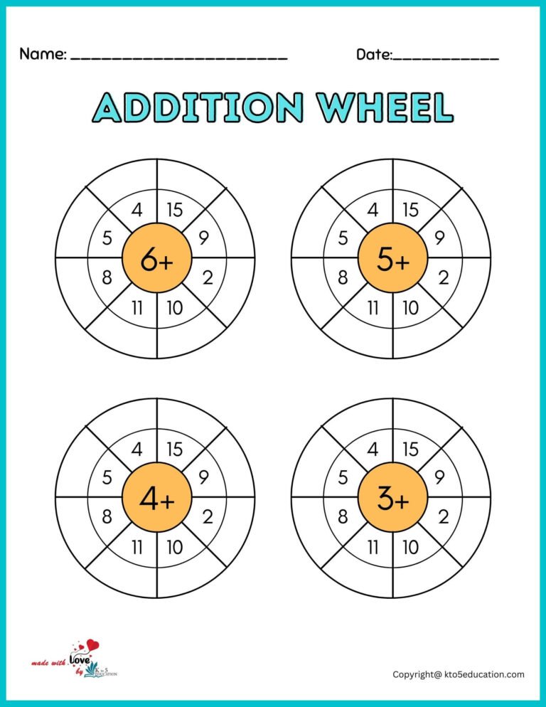 Addition Wheel Worksheets For Online Practice | FREE Download