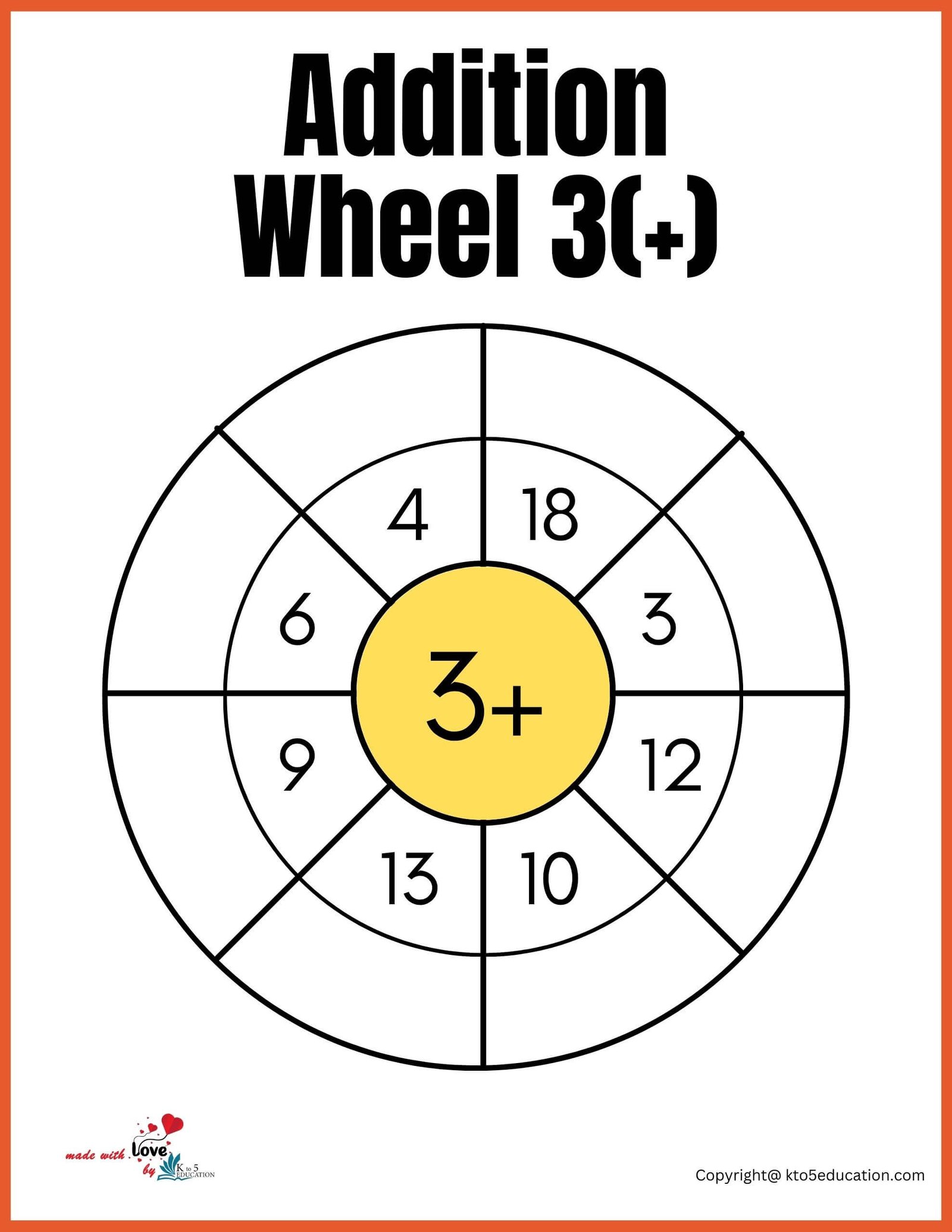 Addition Wheel Worksheets