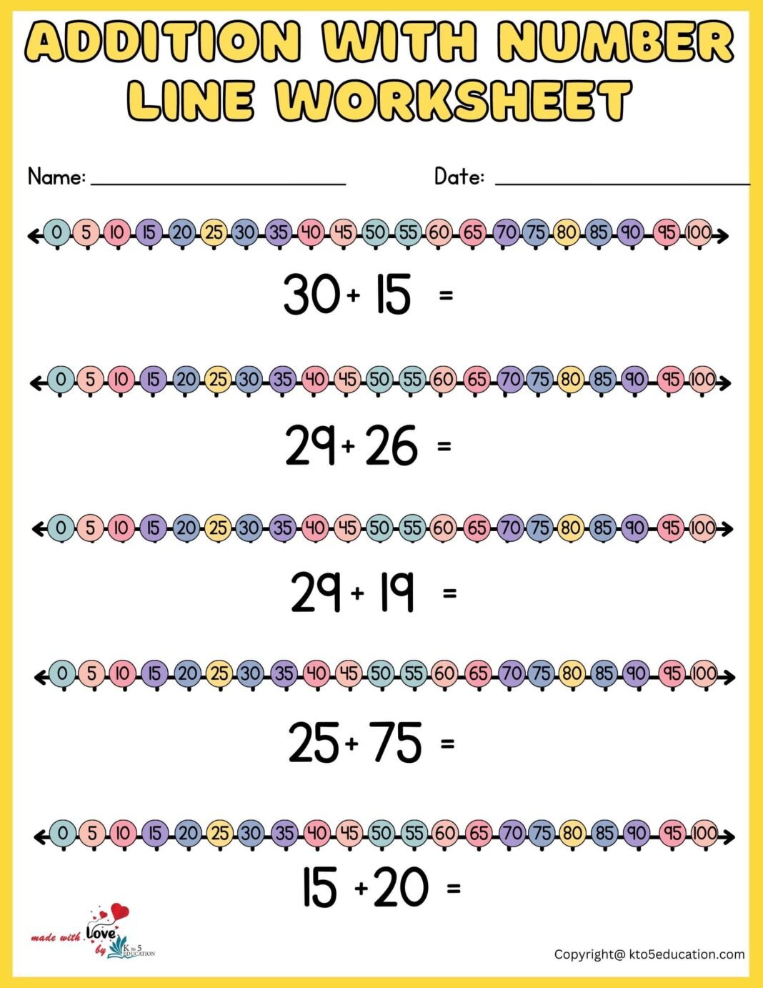 addition-with-number-line-worksheets-1-100-free