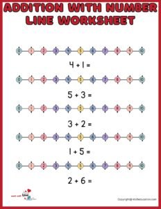 Addition With Number Line Worksheets Printable