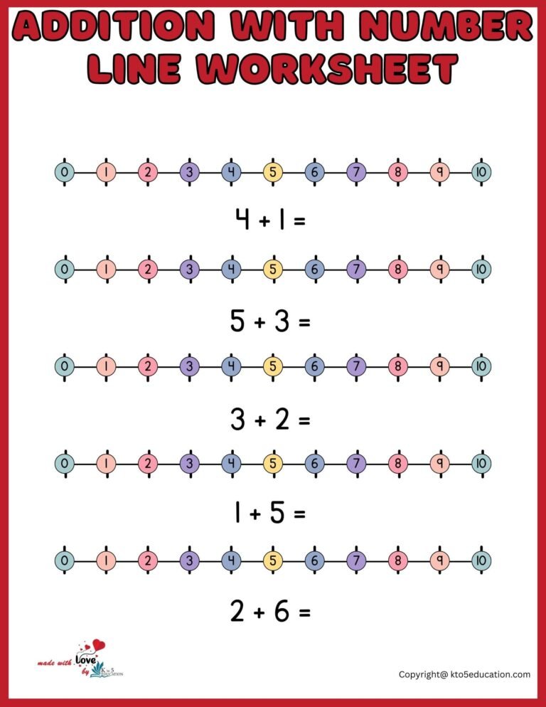 Addition With Number Line Worksheets Printable | FREE Download