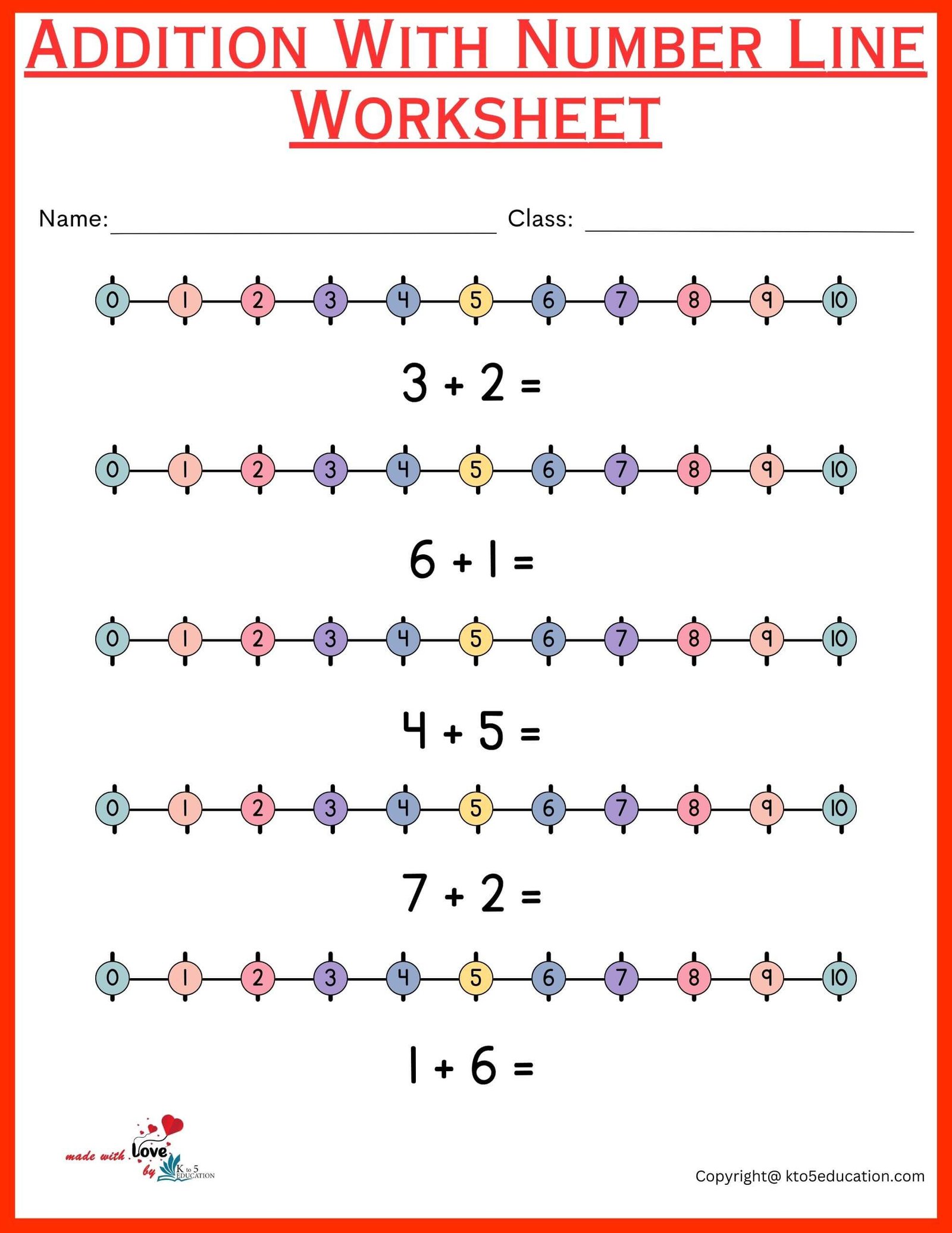 Addition With Number Line Worksheets