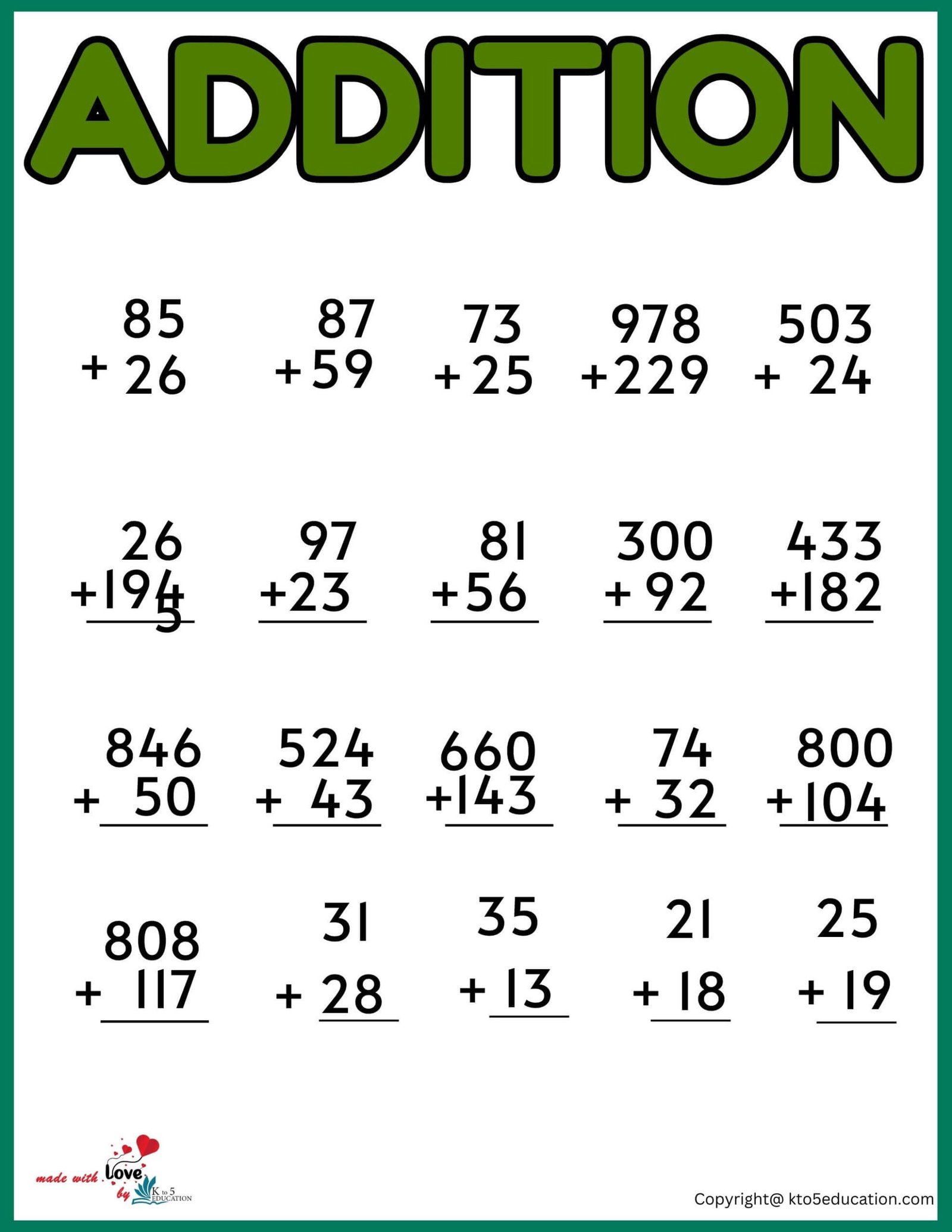 Multiplication Sums For 3rd Grade