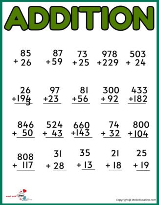 Addition Worksheets For 3rd Grade | FREE Download