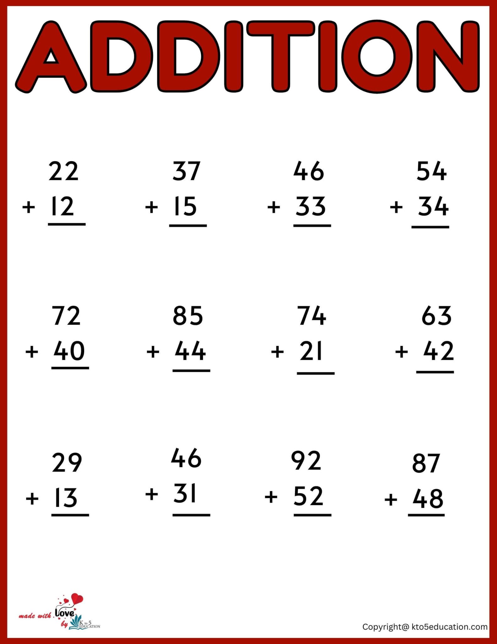 Addition Worksheets For Practice | FREE Download