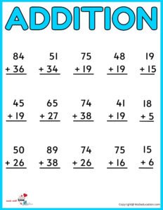 Additions Worksheets For Practice