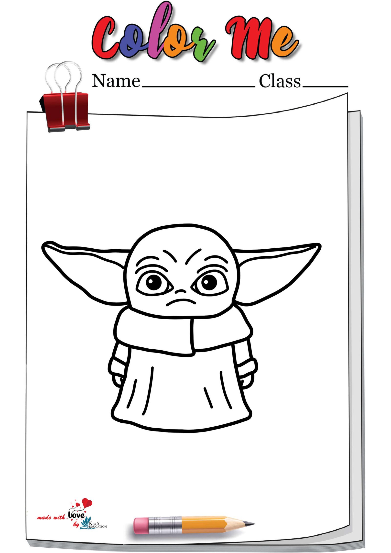 Angry Baby Yoda Coloring Page
