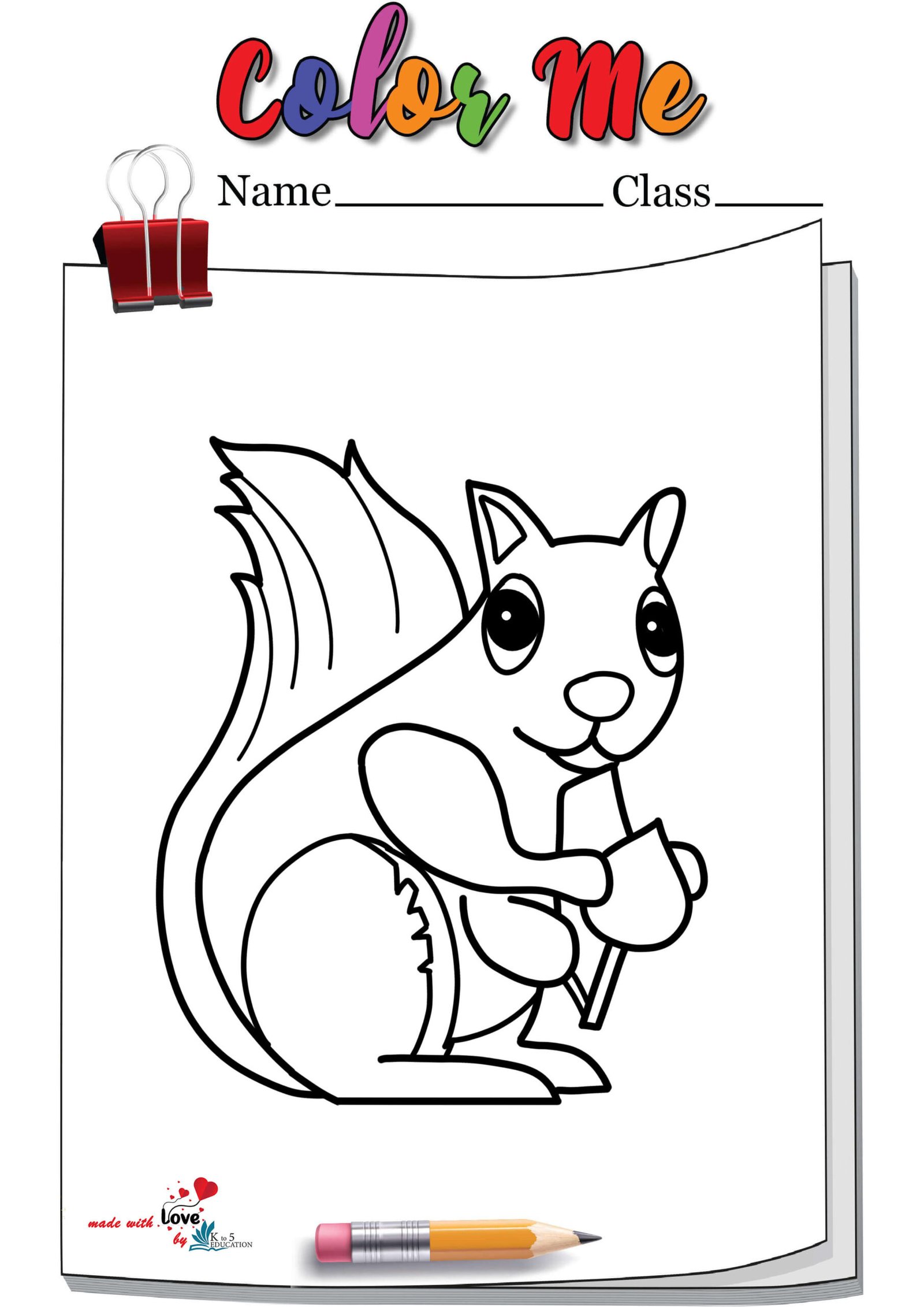 Baby Squirrel Coloring Page