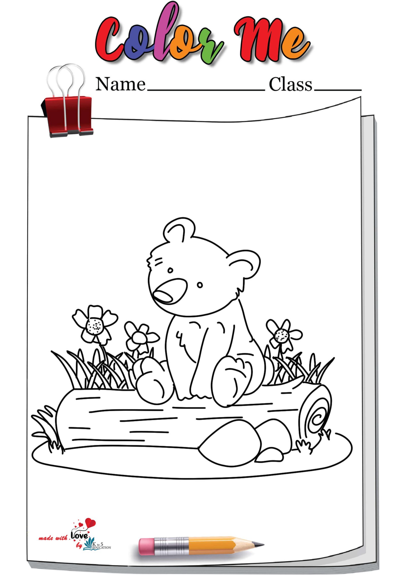 Bear Sitting A Wood Coloring Page