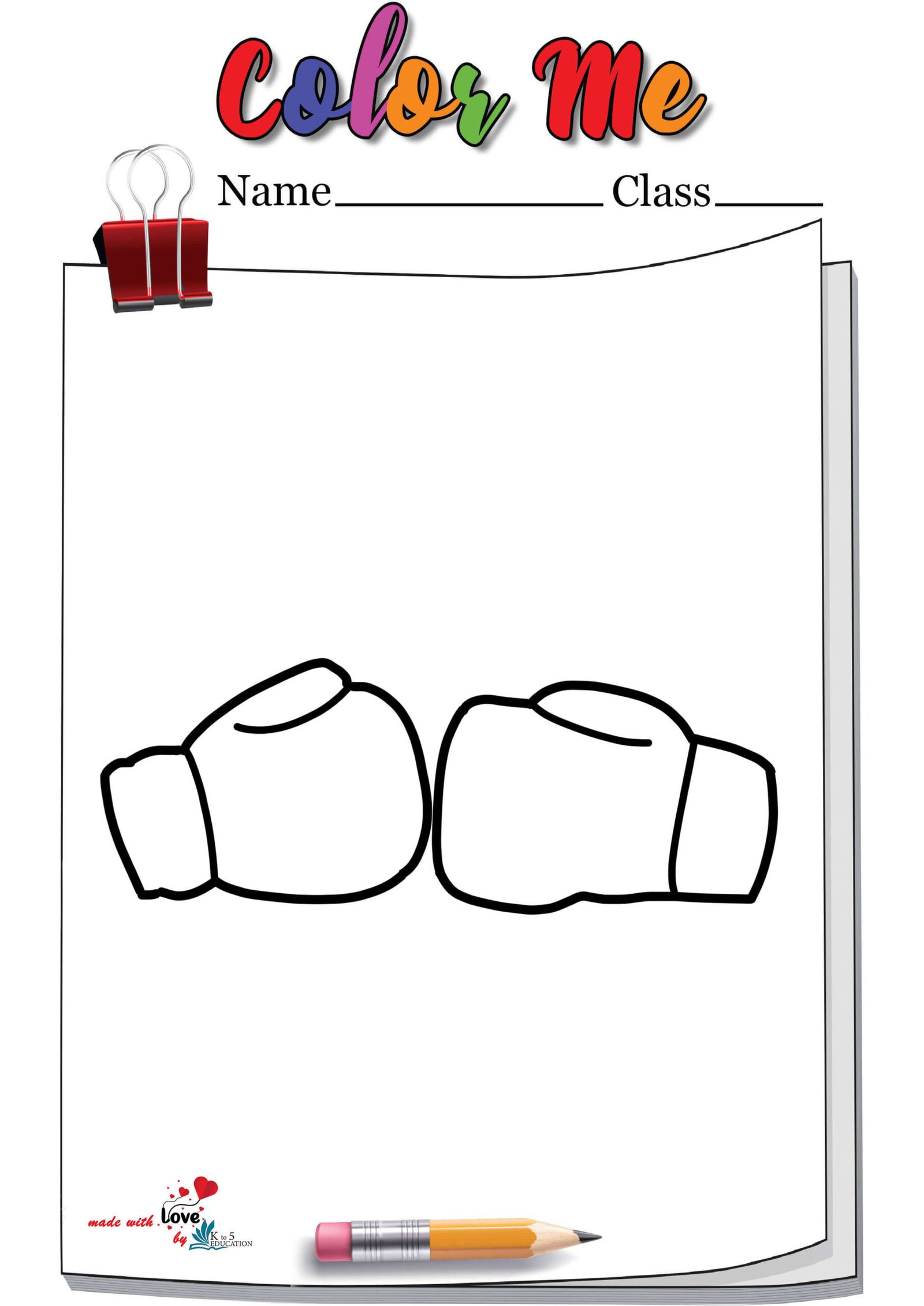 Boxing Gloves Coloring Page Printable