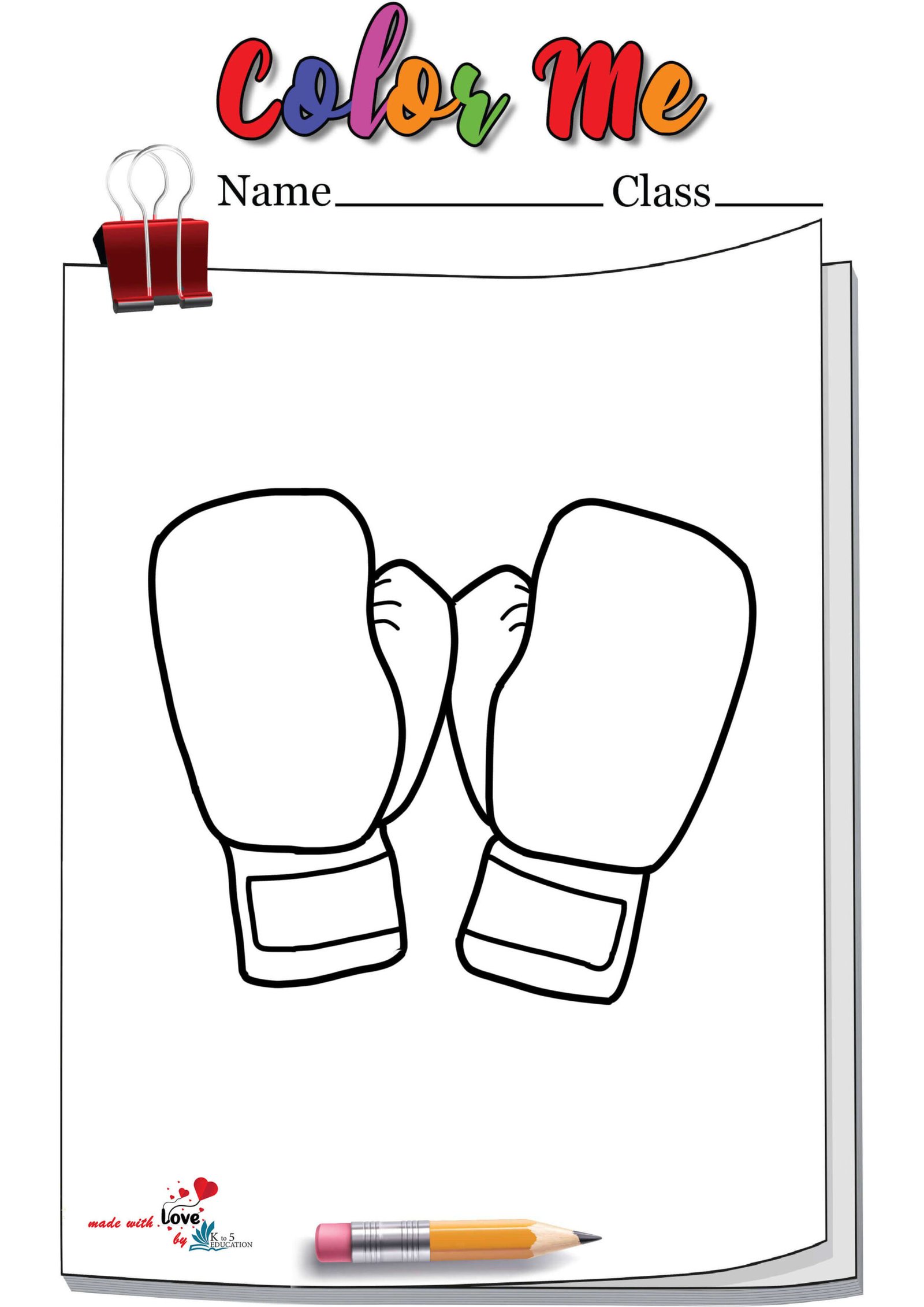 Boxing Gloves Pair Coloring Page