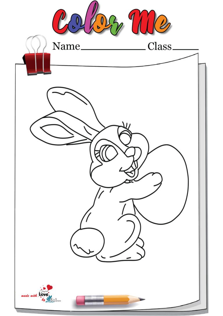 Bunny Playing With Egg Coloring Page | FREE Download