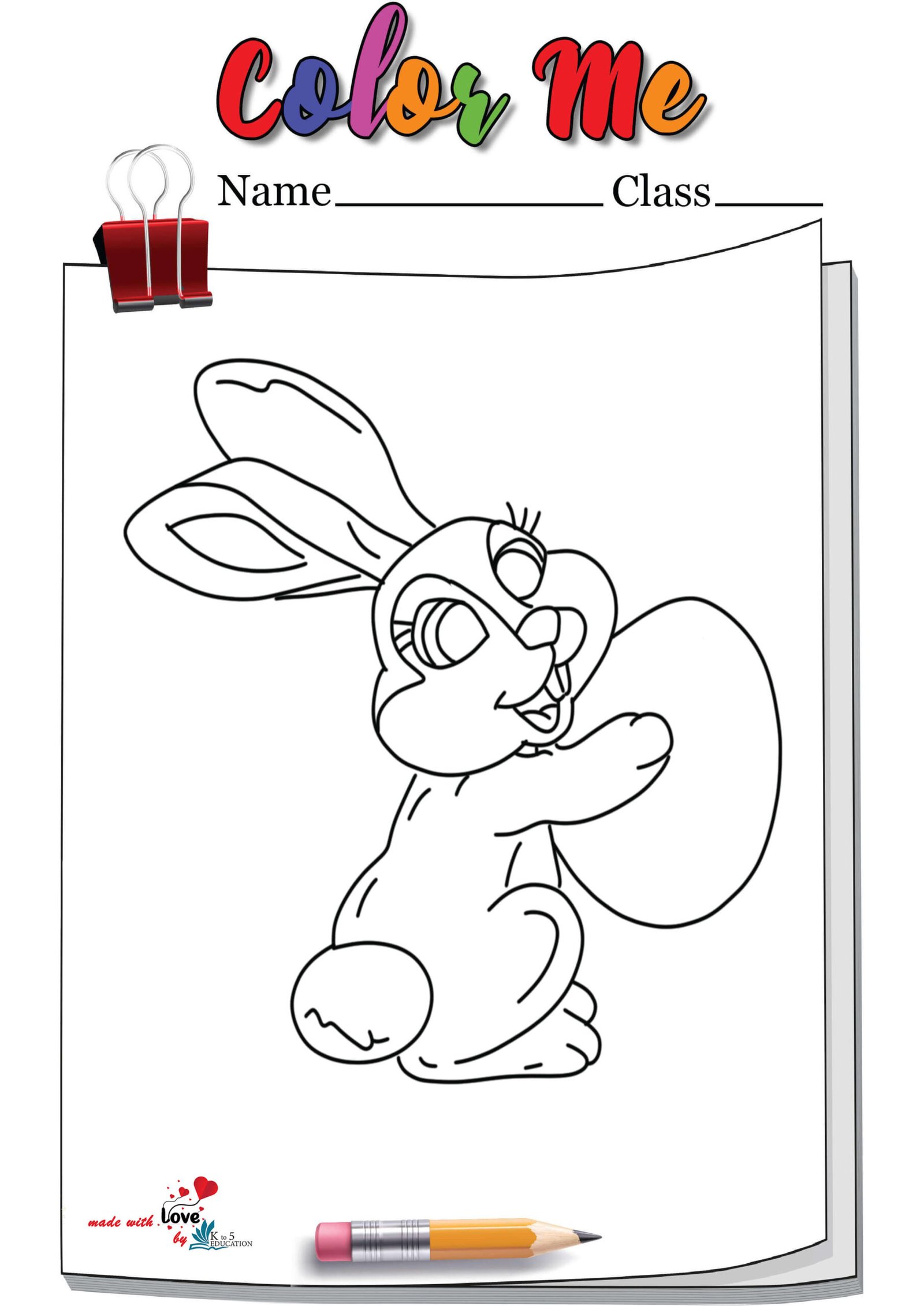 Bunny Playing With Egg Coloring Page