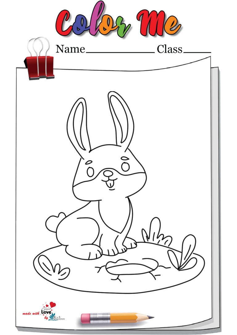 Bunny Sitting A Ground Coloring Page | FREE Download