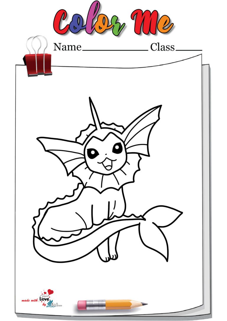 Cartoon Vaporeon Coloring Page | FREE Download