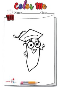 Cartoon Wise Pencil With A Graduation Cap Coloring Page