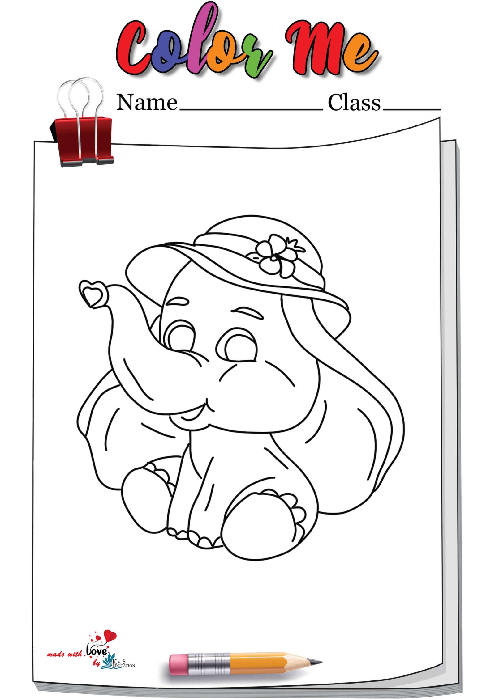 Child Elephant Coloring Page