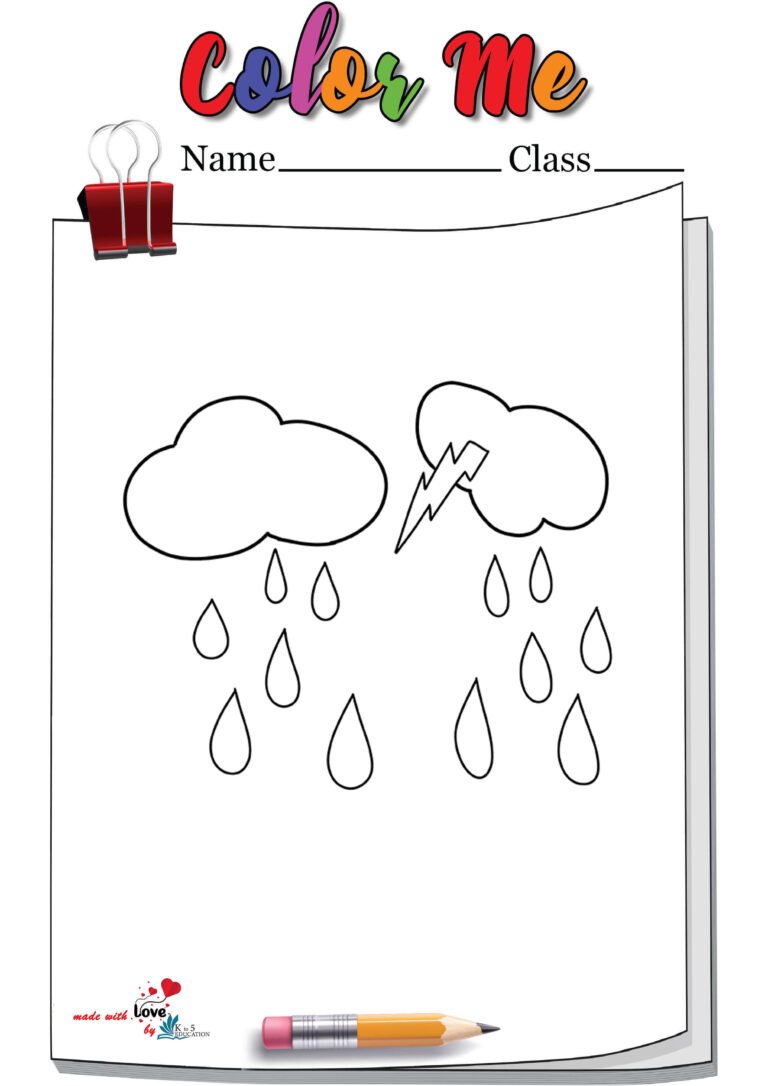 Cloud Lightning And Rain Coloring Page | FREE Download