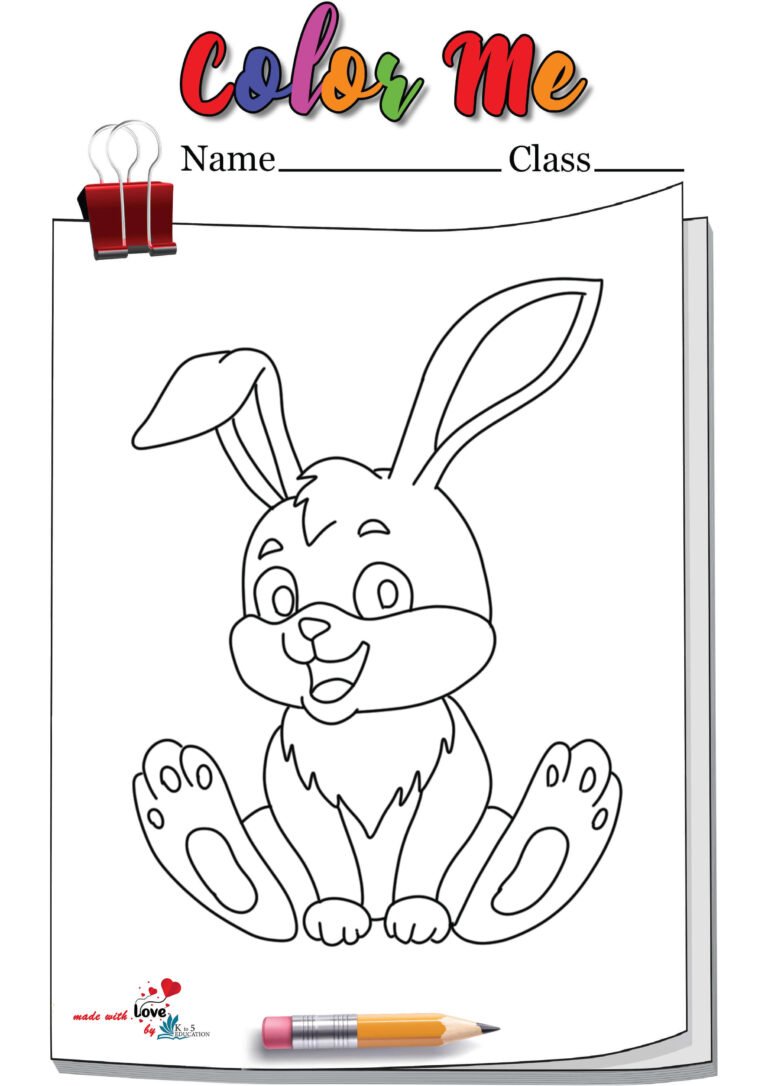 Cute Bunny Sitting Coloring Page | FREE Download