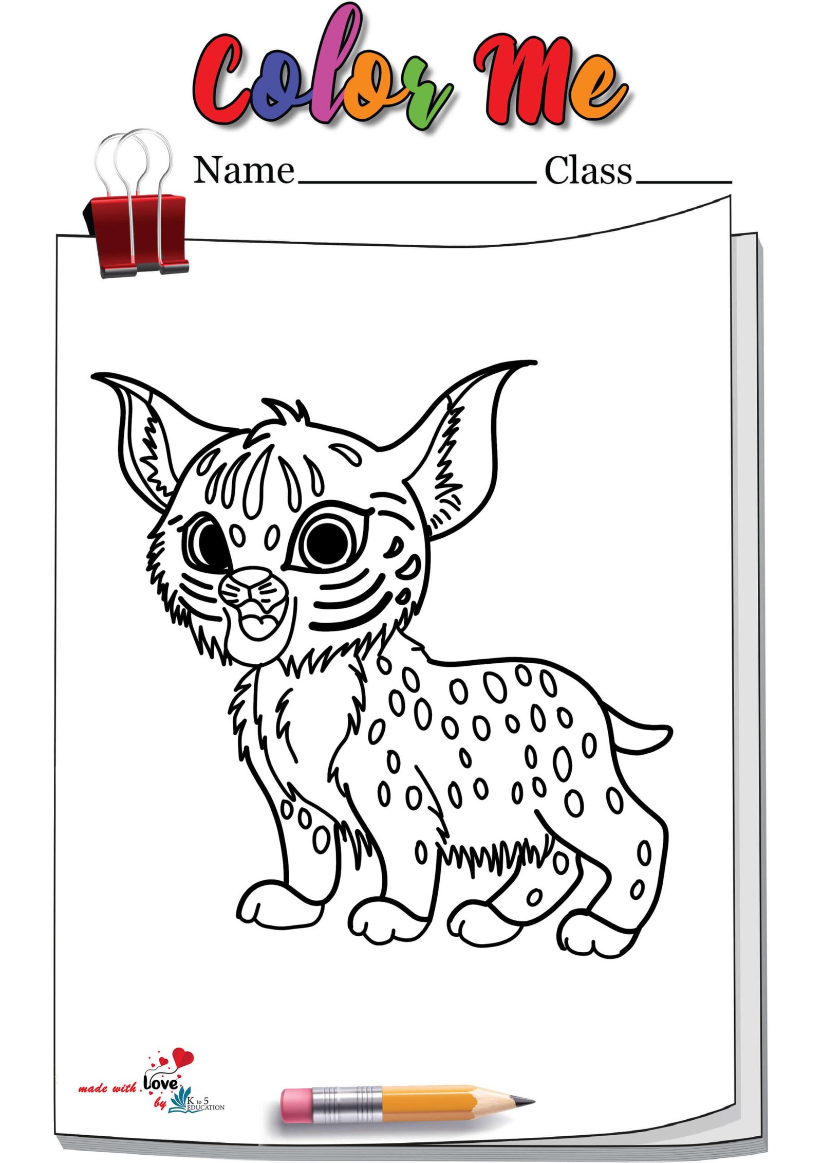 Cute Caracal Kitten Coloring Page