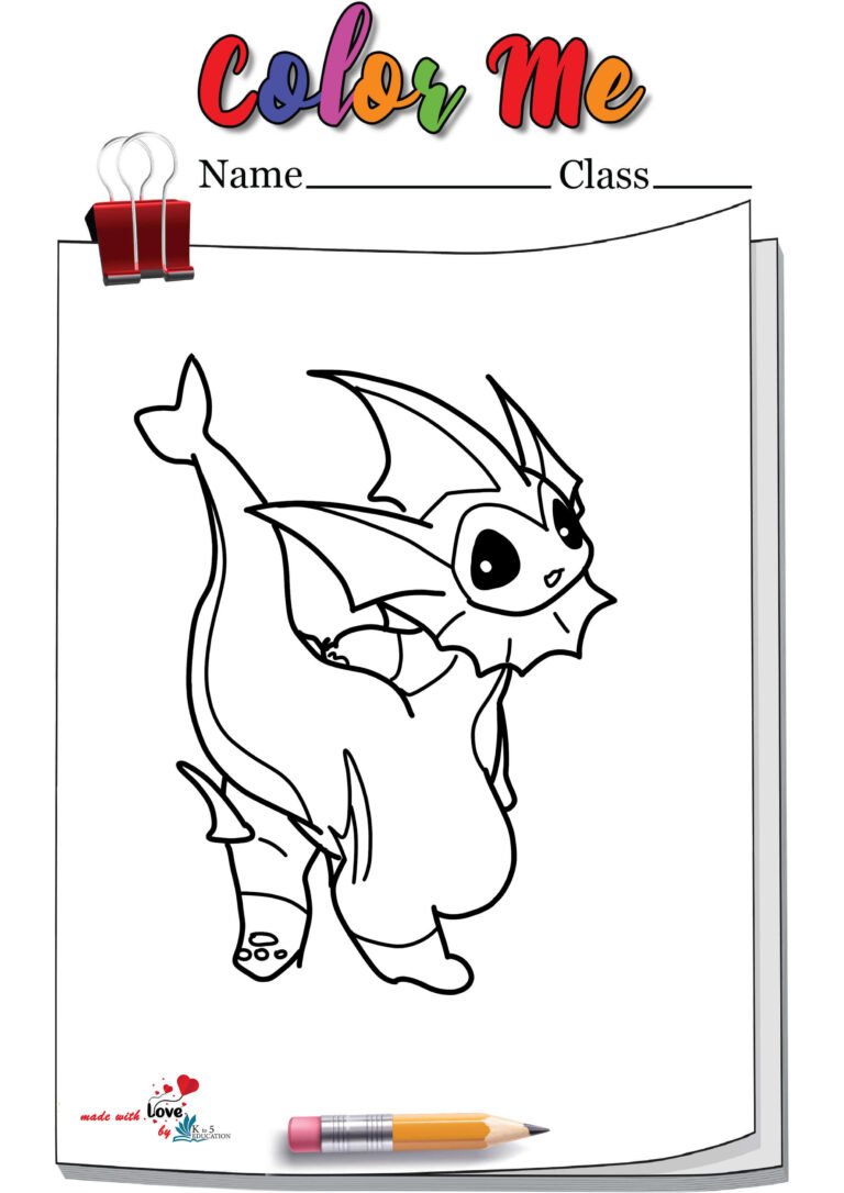 Cute Cartoon Vaporeon Coloring Page | FREE Download