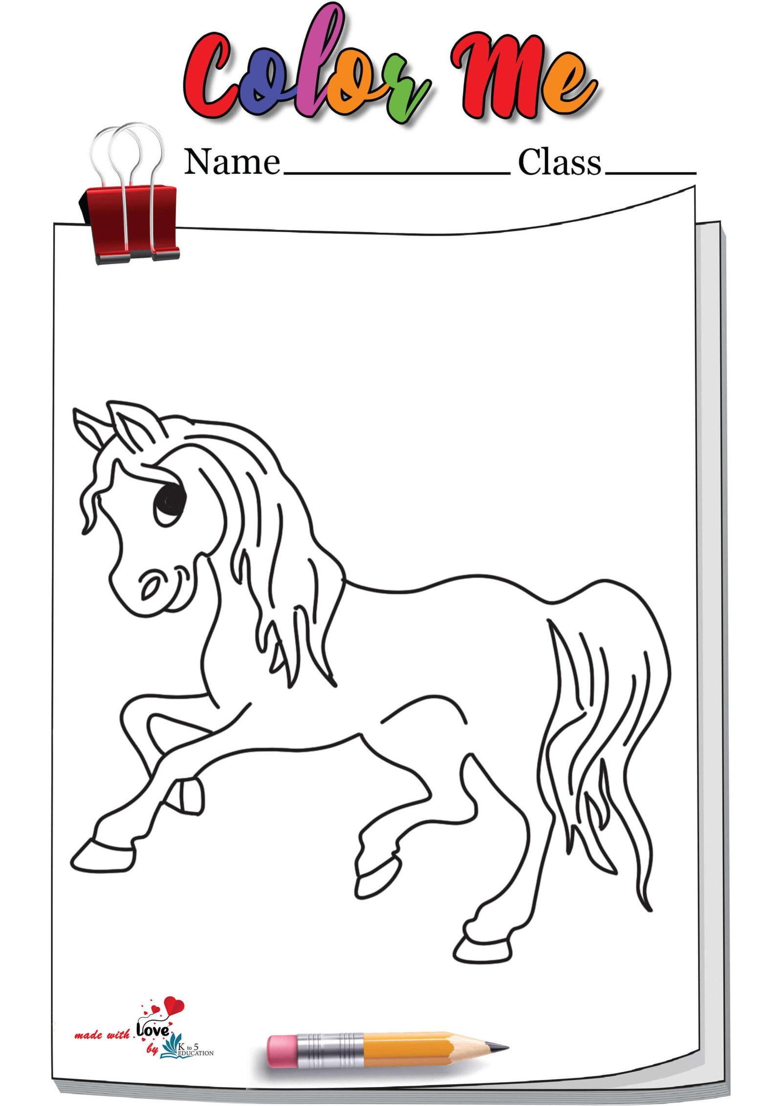 Cute Horse Running Coloring Page