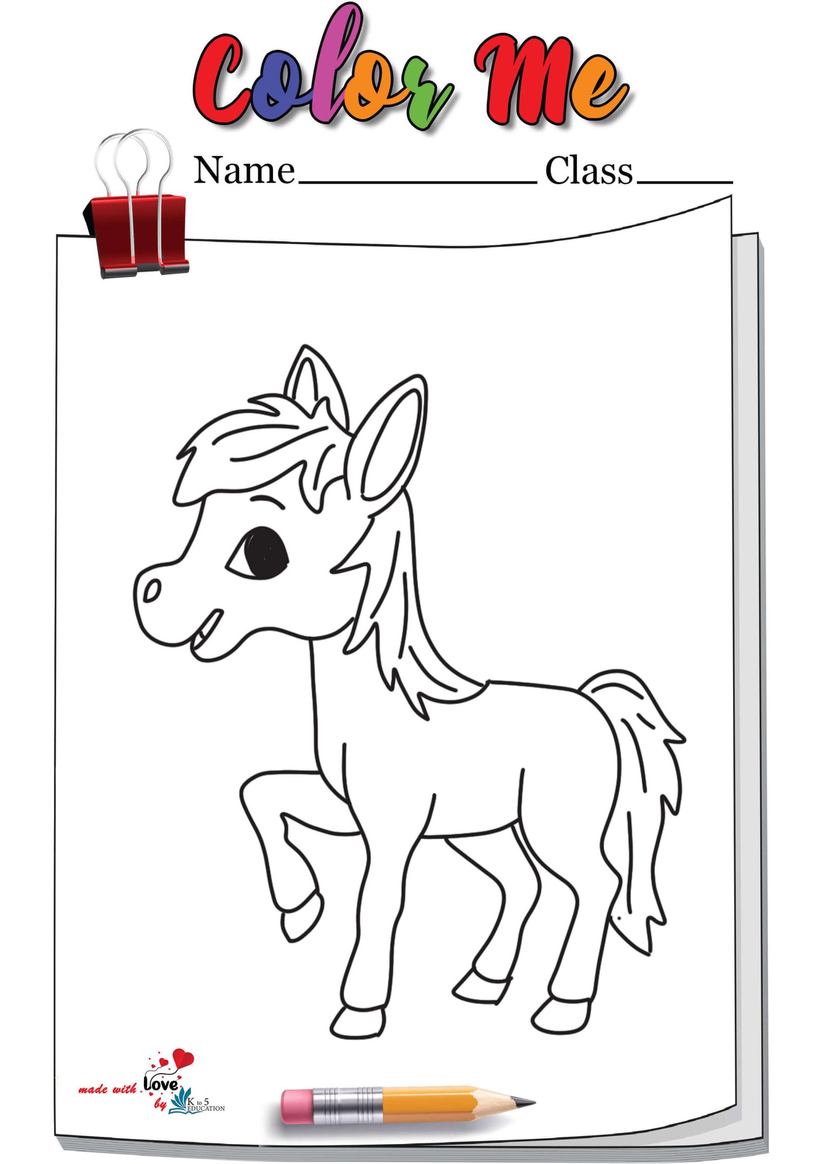 Cute Horse Smiling Coloring Page