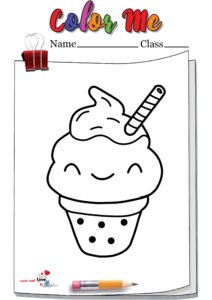 Cute Kawaii Ice-cream Coloring Page