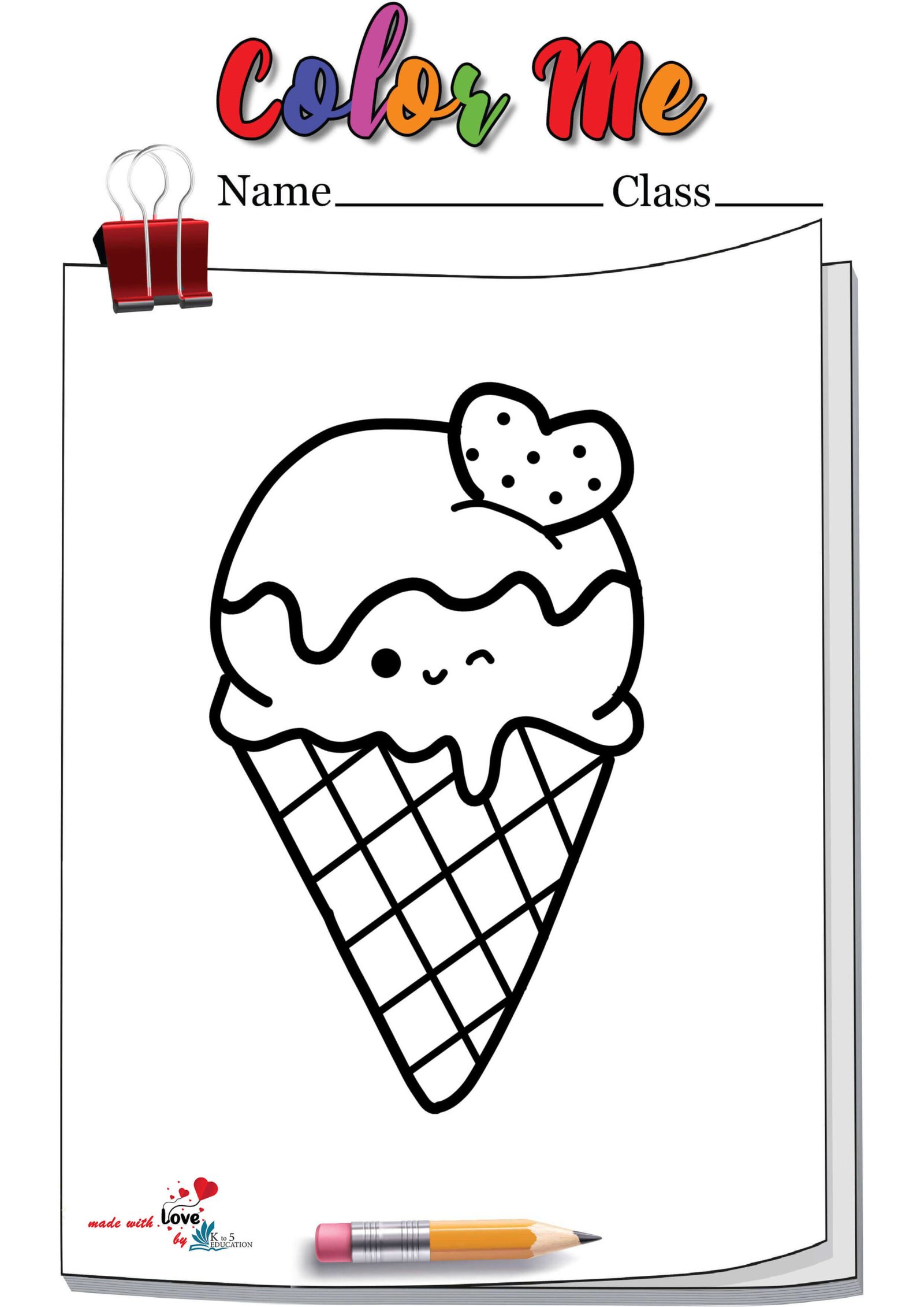 Cute Unicorn Ice_cream Coloring Page