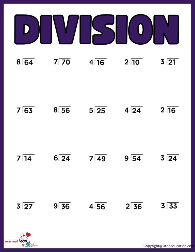 Division Worksheet 1st Grade | FREE Download