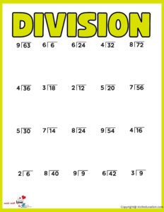 Division Worksheet For First Graders