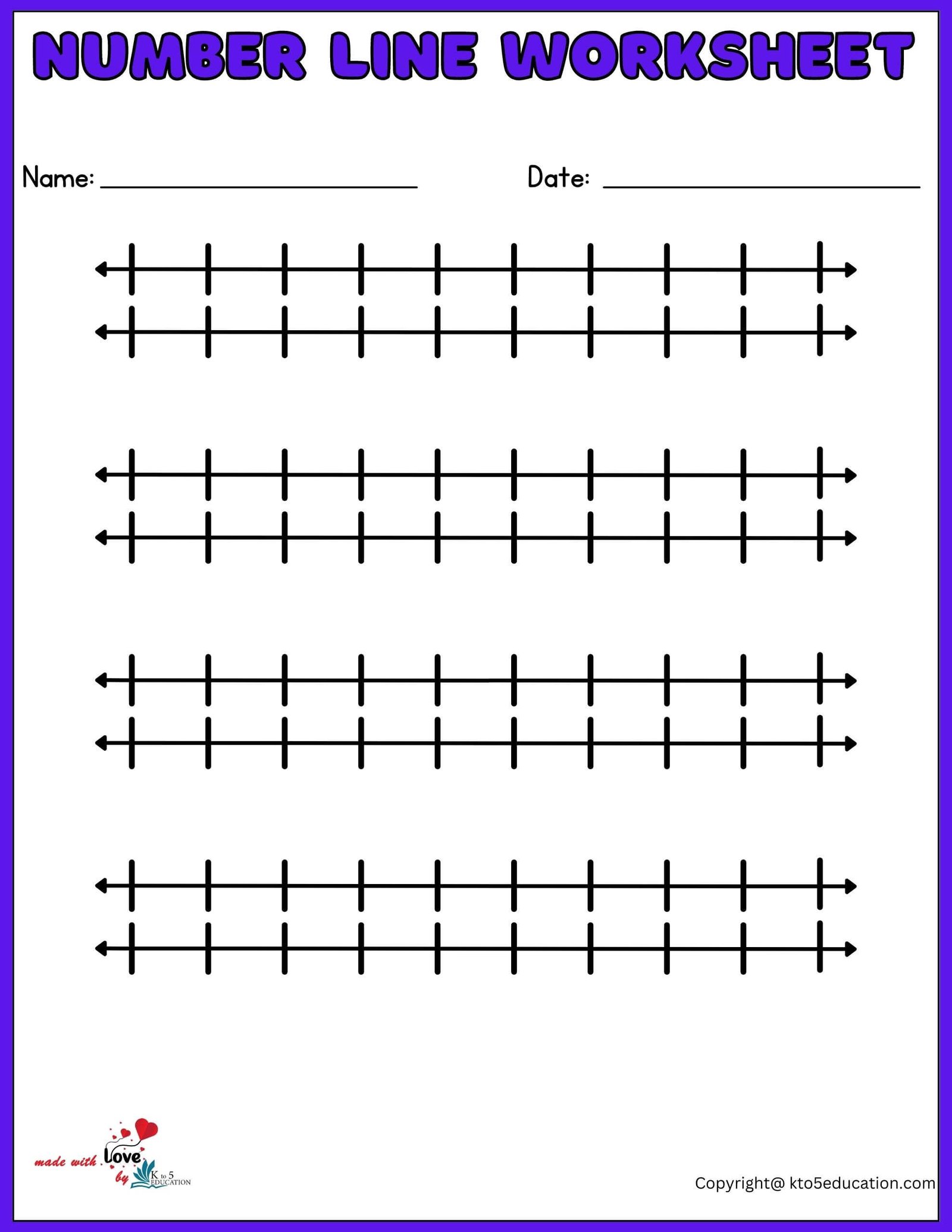 Double Number Line Worksheet 1-10