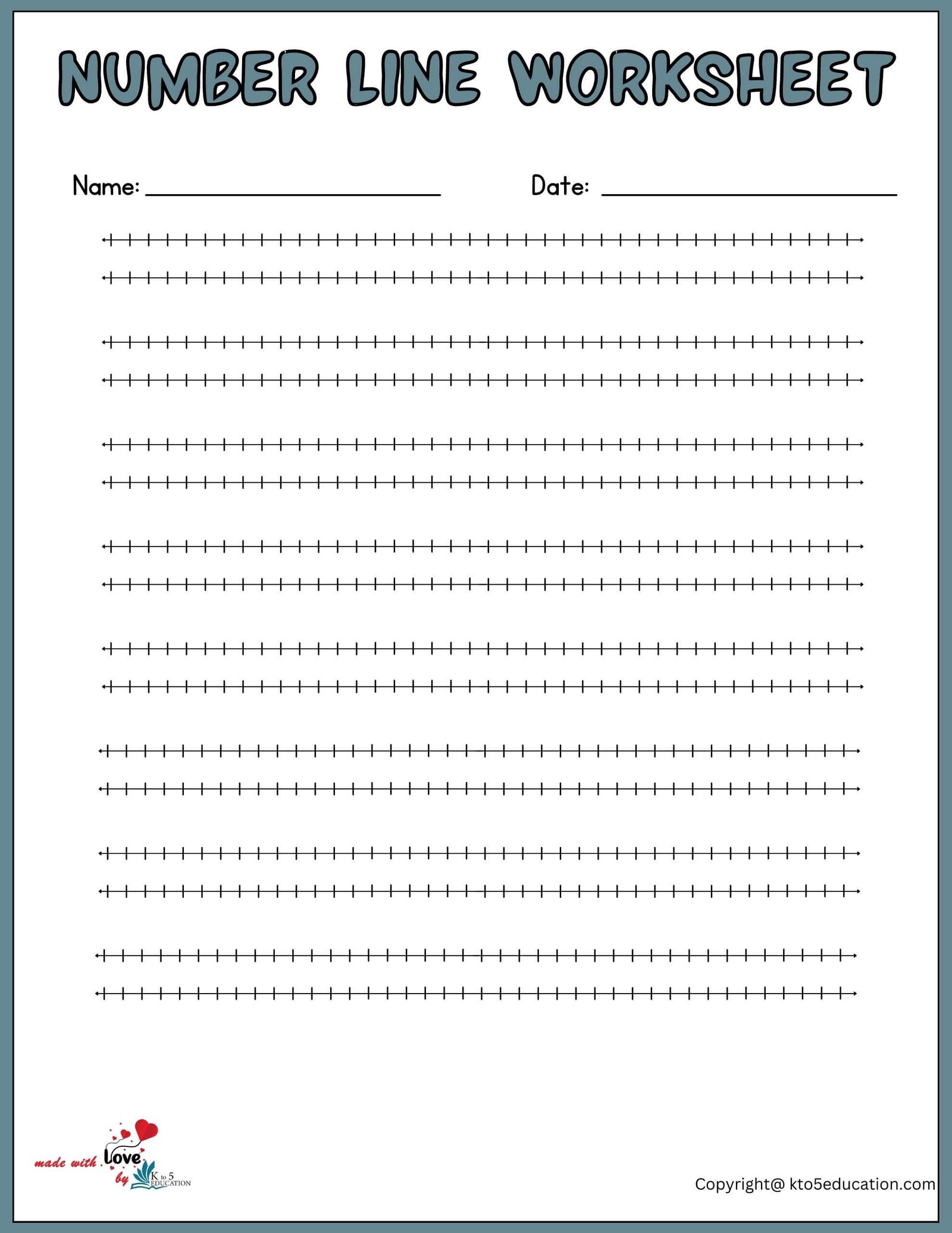 Double Number Line Worksheet For Fourth Grade 1-40