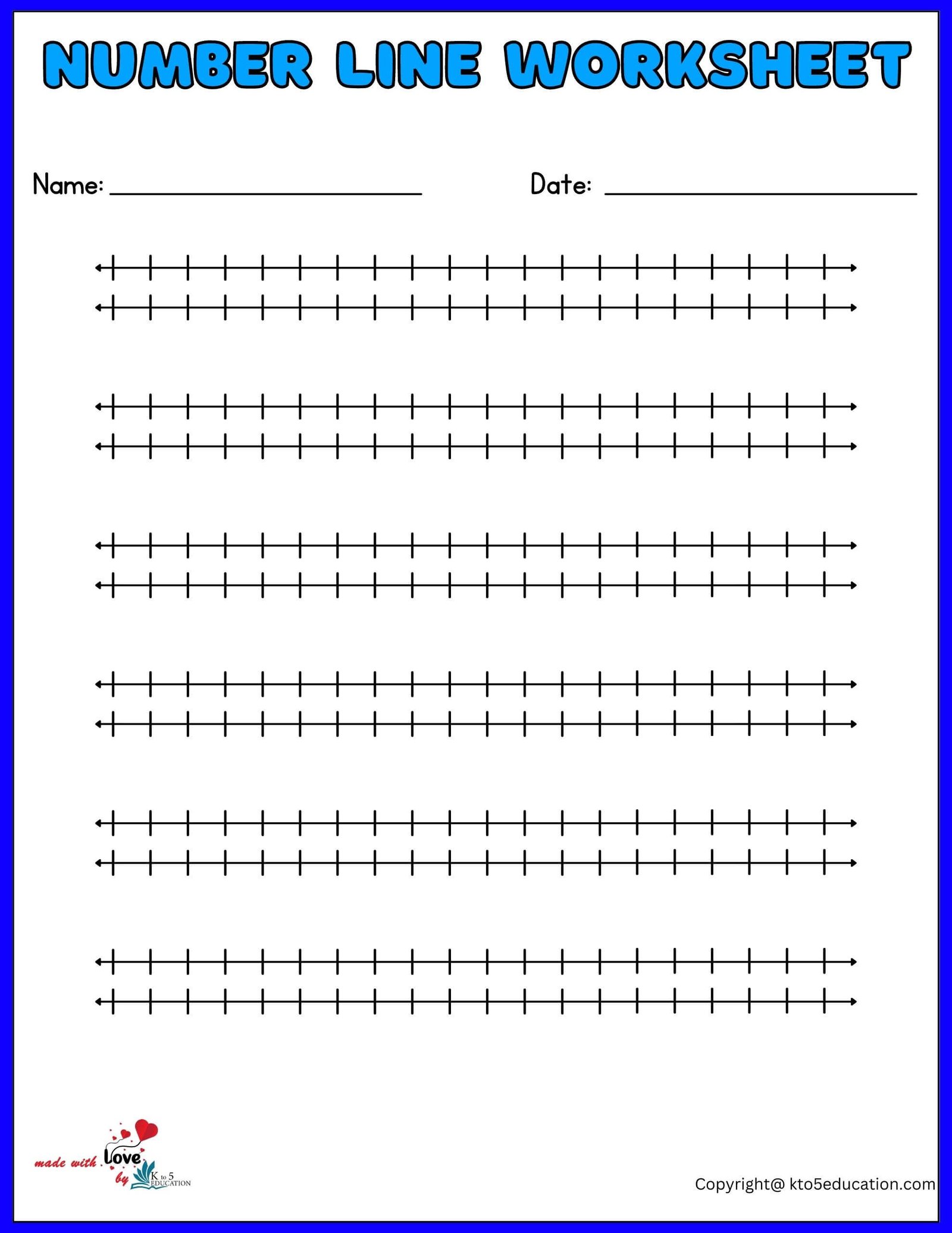 Double Number Line Worksheet For Kids 1-20