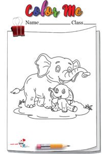 Elephant And Baby Coloring Page