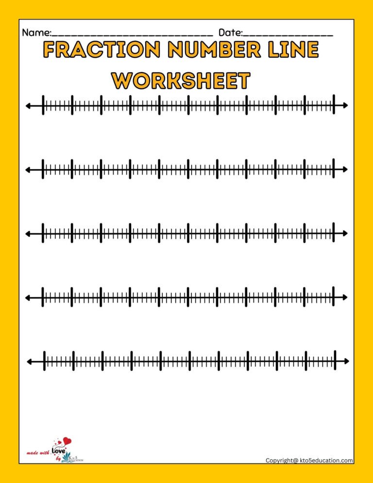 Equivalent Fractions On A Number Line Seventh Blank Worksheets | FREE Download